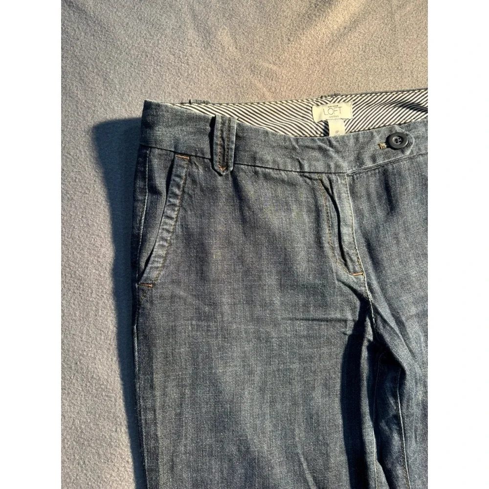 Ann Taylor Loft Trouser Style Jeans Pants Women's 8P Blue Wide Leg Mid Rise